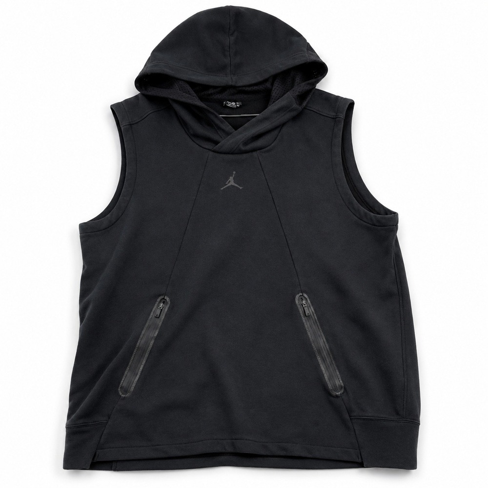 Nike Air Jordan Sleeveless Hoodie Black Jumpman Tech Fleece Men's XL Zip Pocket